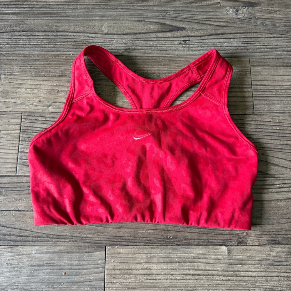 Nike Pink Racerback Sports Bra with Subtle Cheetah
